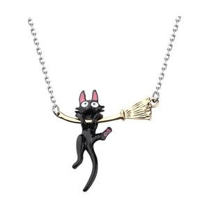 Kiki’s delivery service Jiji Black Cat on Broom Necklace